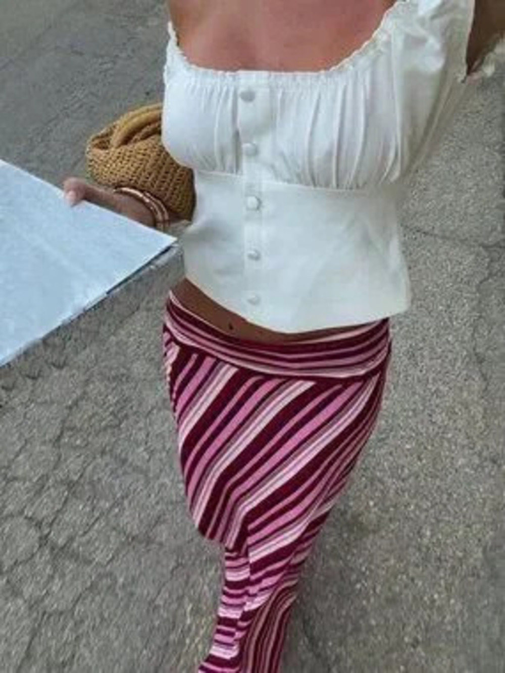 Casual Elegant Women's Printed Striped Maxi Skirt
